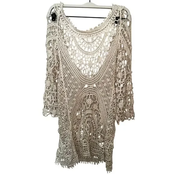 Crochet cream swim cover - Picture 1 of 3